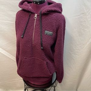 PINK VICTORIA SECRET SHERPA HOODIE SWEATER